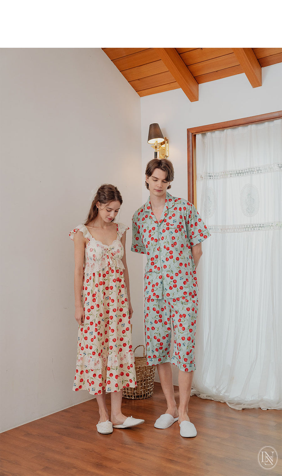 Cherry Berries Cottom Pajamas Set / Night Dress