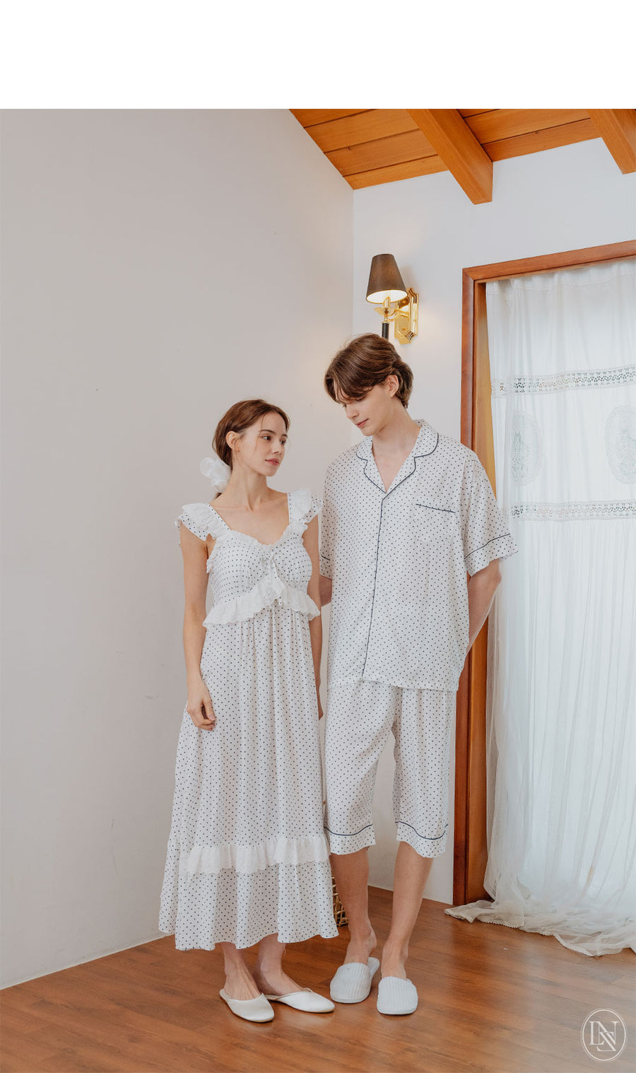 Rayon Dot Pajamas Set / Night Dress