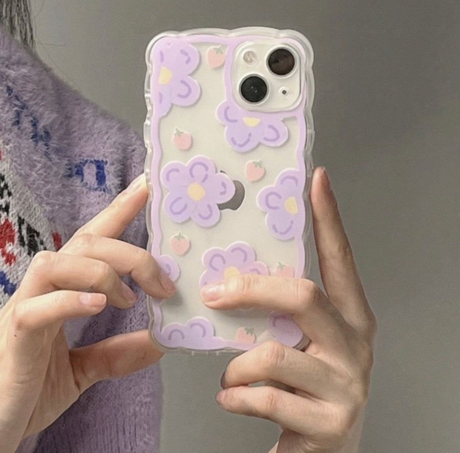 Purple Flower Wave Shape Phone Case